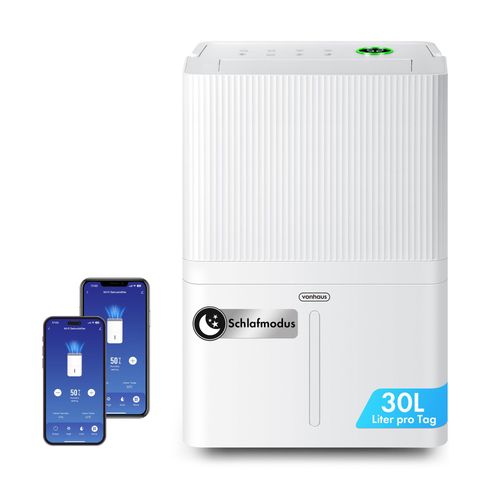 VonHaus 30L/Tag Luftentfeuchter mit Wifi-Steuerung, 40m² Räume, Timer & Ablaufschlauch