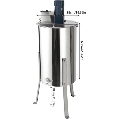Elektrische Honigschleuder - 140 W 3-Waben Edelstahl - Einstellbare Drehzahl 0–370 U/min - Auslaufsicheres Design - Silber