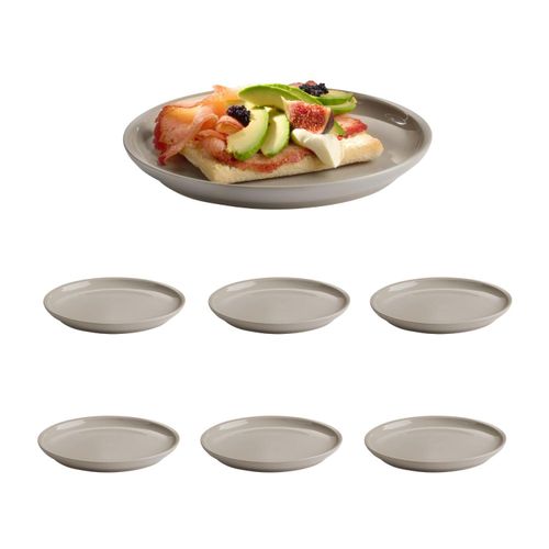 Teller APS "SNUG", taupe, B:20,5cm H:2cm L:20,5cm Ø:20,5cm, Porzellan, Speiseteller, Ø 20,5 cm, H: 2 cm, Porzellan, 6 Stück
