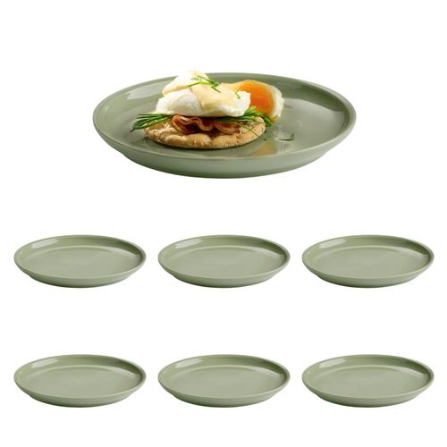 Teller APS "SNUG", grün, B:20,5cm H:2cm L:20,5cm Ø:20,5cm, Porzellan, Speiseteller, Ø 20,5 cm, H: 2 cm, Porzellan, 6 Stück