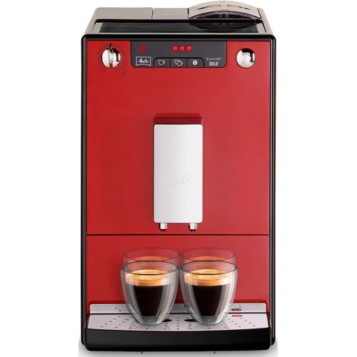 MELITTA Kaffeevollautomat "Solo E950-201, schwarz", rot (chili rot), B:20cm H:30,3cm T:45,5cm, Kaffeevollautomaten, Perfekt für Café crème & Espresso, nur 20cm breit, Kaffeevollautomat