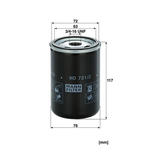 MANN-FILTER Ölfilter wd7312 76mm