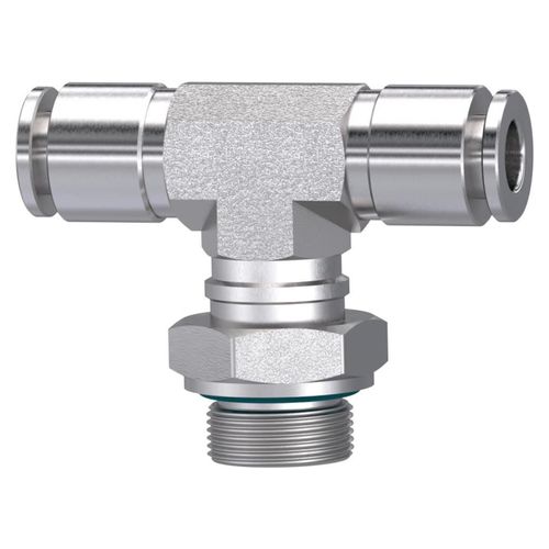 Riegler T-Steckverschraubung, drehbar, G 3/8 a., Schlauch-Ø 14, ES 1.4404