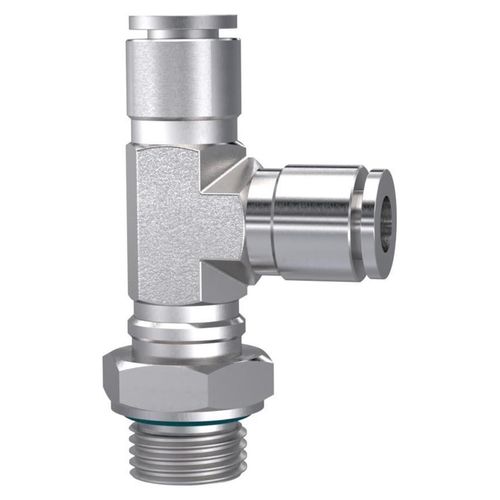 Riegler T-Steckverschraubung, L-Form, drehbar, G 3/8 a., Schlauch-Ø 12, ES