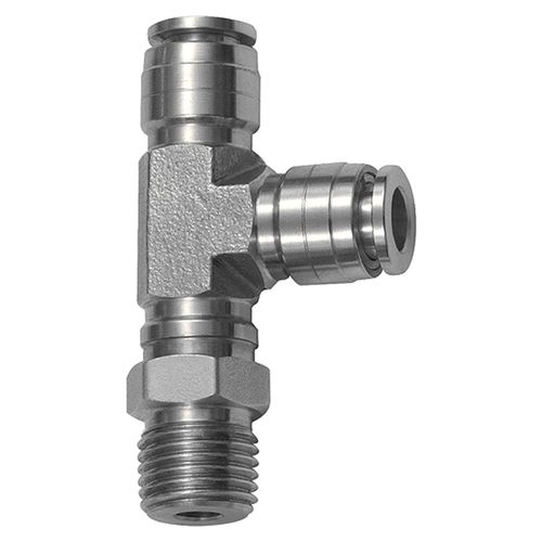 Riegler T-Steckverschraubung, L-Form, drehbar, R 1/4 a., Schlauch-Ø 12, ES