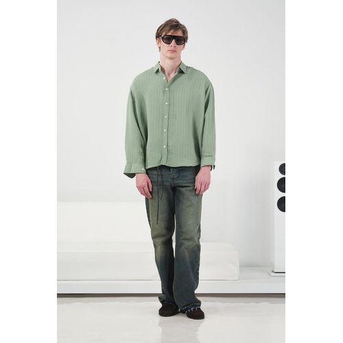 Casuele Gestreepte Lange Mouwen Knop Shirt