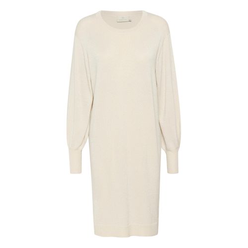 Midikleid KAFFE "Kleid KAregina", Damen, Gr. M, N-Gr, beige (sanddollar, metalic yarn), Obermaterial: 70% Viskose CV. 20% Nylon NY. 10% Polyester PES., Kleider Midikleid
