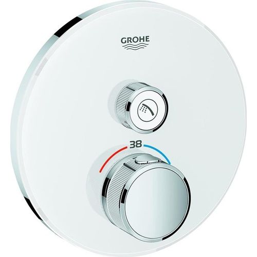GROHE THERMOSTAT MIT 1 ABSPERRVENTIL, Badewanne, Drehventile, Metall, Weiß