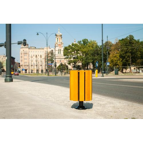 Mülleimer Wien mit Ascher - Moderner Abfallbehälter für Außenbereiche - Stadtmülleimer 30L für Parks, Straßen, Busbahnhöfe, Plätze - Palisander