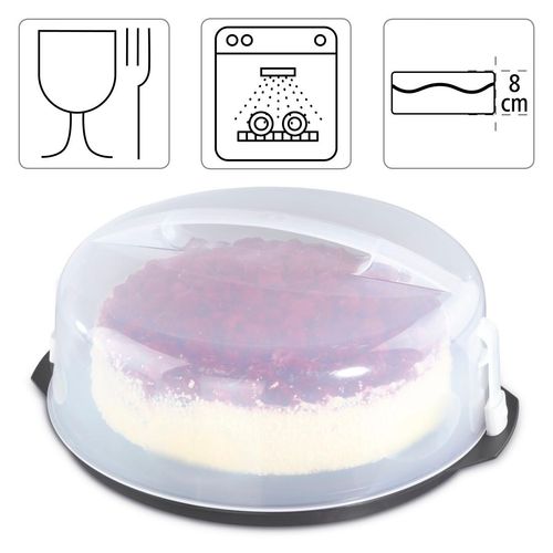 Kuchentransportbox XAVAX "Kuchentransportbox, Kuchenbox mit Haube, Partybutler - rund", transparent, B:28,5cm H:8cm L:28,5cm Ø:28,5cm, Kunststoff, Lebensmittelaufbewahrungsbehälter, Kuchentransportbox, Ø 31,5 cm, Höhe 14 cm