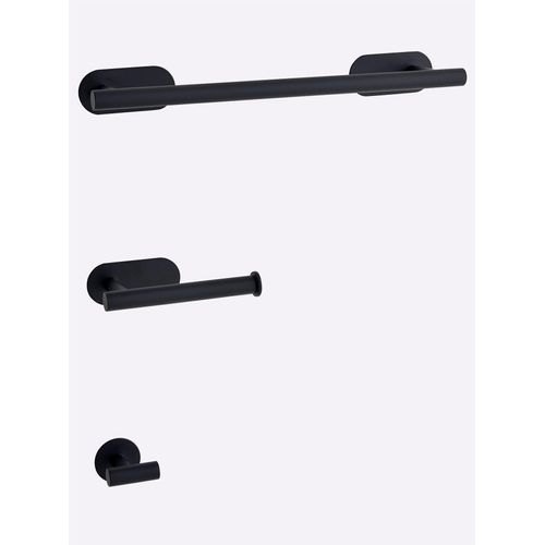 Badaccessoire-Set HEINE HOME, schwarz, Edelstahl, Badaccessoires-Sets