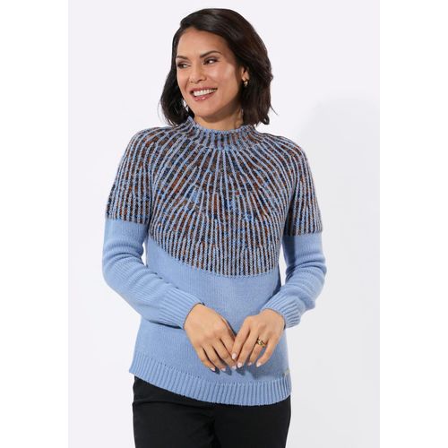 Norwegerpullover CASUAL LOOKS "Norwegerpullover", Damen, Gr. 54, blau (bleu, cognac, gemustert), 75% Polyacryl, 25% Wolle, gemustert, mehrfarbig, Pullover Norwegerpullover