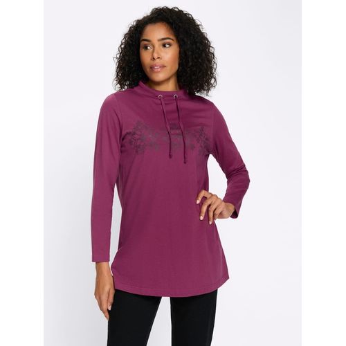 Longshirt CLASSIC BASICS "Longshirt", Damen, Gr. 56, malve, burgund, 100% Baumwolle, gemustert, meliert, unifarben, Shirts Longshirt
