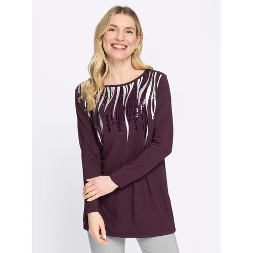 Longshirt CLASSIC BASICS "Longshirt", Damen, Gr. 52, burgund, 95% Viskose, 5% Elasthan, unifarben, U-Boot-Ausschnitt, Shirts Longshirt