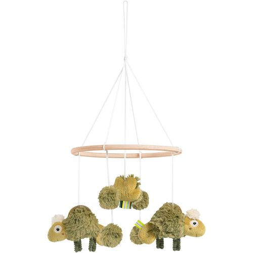 Mobile FEHN "Lazy, Crazy & Pink, Holz-Mobile Chamäleon", grün (khaki, olive), Mobilés, BabyB:33cm H:2,8cm L:51cm, Plüsch, Softvelour, B:33cm H:2,8cm L:51cm