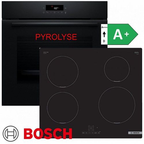 Herdset Induktion Pyrolyse-Selbstreinigung Autark Bosch Einbau Backofen + Kochfeld Induktion Neu