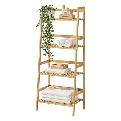 [en.casa] Leiterregal, Natur, Holz, Bambus, 48x123x32 cm, Wohnzimmer, Regale, Bücherregale