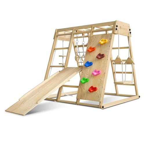 Juskys Klettergerüst, Natur, Holz, 119x124 cm, unisex, Spielzeug, Holzspielzeug