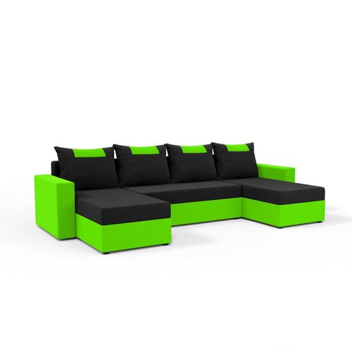 Fedve Wohnlandschaft, Grün, Textil, L-Form, 298x85x207 cm, Wohnzimmer, Sofas & Couches, Wohnlandschaften, Wohnlandschaften in U-Form