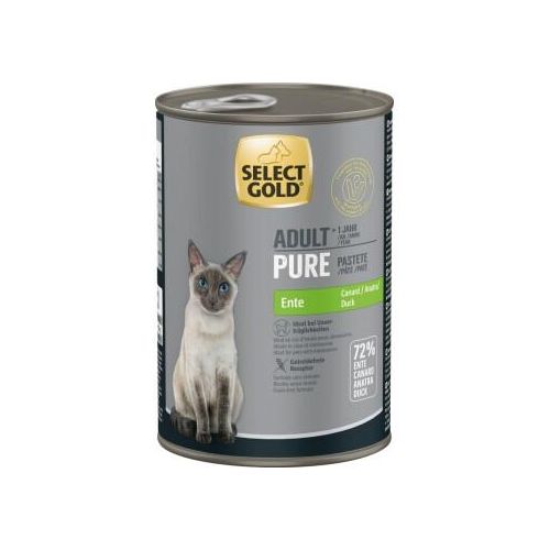 SELECT GOLD Pure Boîtes de Pâtée Chat Adute Canard 6x400 g