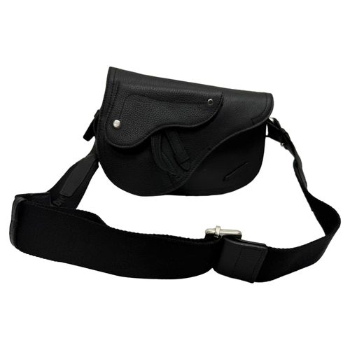 Dior Saddle Messenger Pouch in zwart generfd kalfsleer