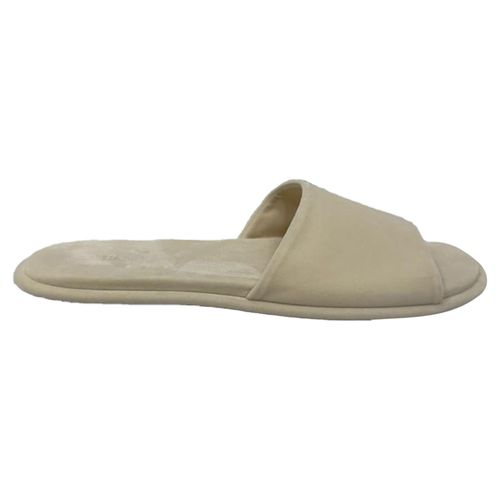 De Row Canal slippers in ivoorkleurig fluweel
