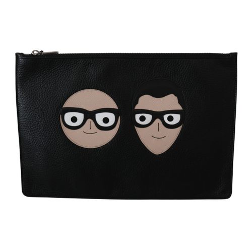 Dolce & Gabbana Zwarte Leren Clutch Document Tas Portemonnee