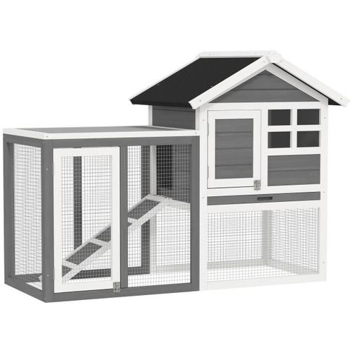 4goodz Konijnenhok uitneembare lade 122x62x92 cm grijs+zwart+