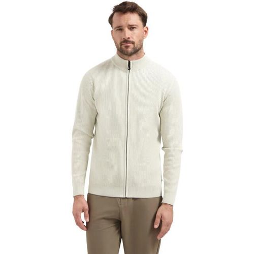 No Excess Cardigan full zip tuck stitch chalk