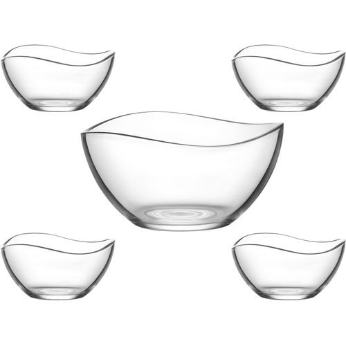 Schüssel VAN WELL "Malaga", transparent, Glas, Schüsseln, Schüssel, mit wellenförmigen Rand