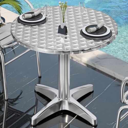 CB | Aluminium Bistrotisch | Ø:H 60 x 80 cm | Edelstahl | Rund | Bistrotisch Gastro Tisch