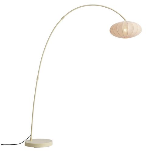Japandi Bogen Stehlampe Beige mit Schirm Bida