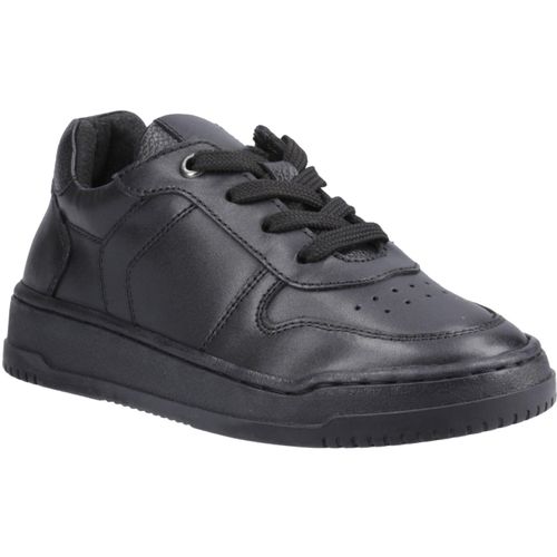 Hush Puppies Dougie Leren Jongens Zwarte Sneakers