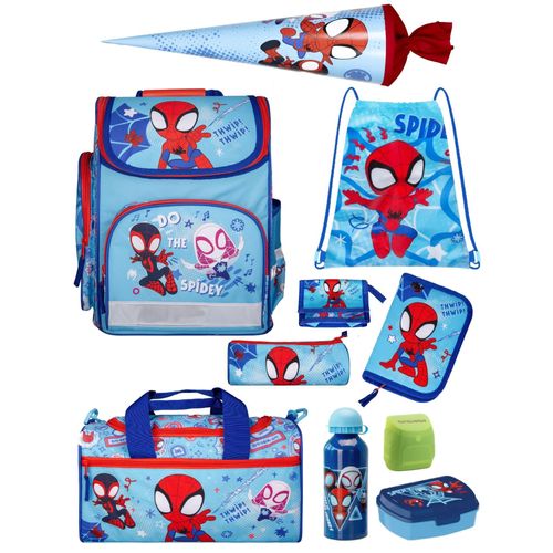 Ranzen-Set 10teilig SPIDEY Schulranzen-Set mit Schultüte / Zuckertüte und Sporttasche