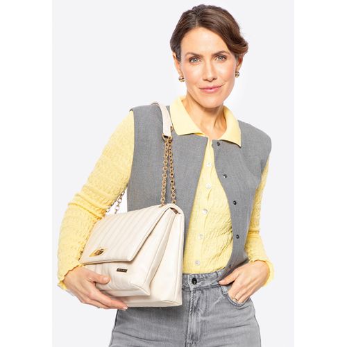 Wittchen Dames eco-leren crossbody tas, groot, twee compartimenten, crème