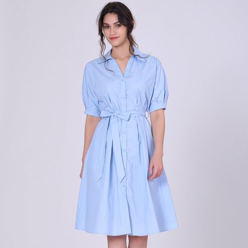Katoenen shirtjurk met gezwollen mouwen