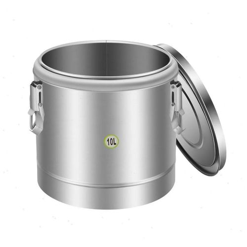 Speisenwärmer 2er Set - Gewerblicher Suppentopf 10L - 304 Edelstahl - Isolierter Behälter ohne Hahn - Warmhaltezeit ca. 12 h - Rund - Silber