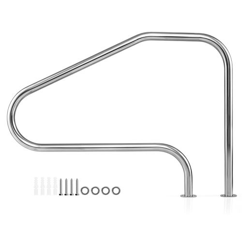 COSTWAY Pool Handlauf 130x94cm, Einstiegshilfe 304 Edelstahl, Schwimmbad Haltegriff, 180kg Tragfähigkeit, Griffbogen für Schwimmbäder, Spa, Wasserpark