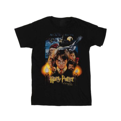 Harry Potter Jongens De Steen der Tovenaars Poster T-Shirt (Zwart)