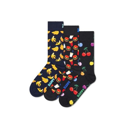 Happy Socks Classic sokken banaan kersen hamburger 3-pack