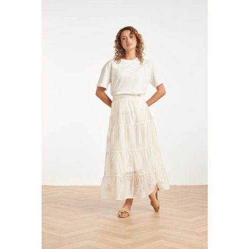 Smashed Lemon Zwierige maxi-rok met geborduurde print en stroken |