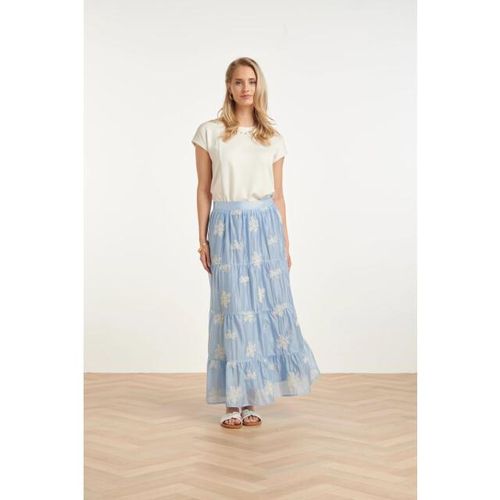 Smashed Lemon Zwierige maxi-rok met geborduurde print en stroken |