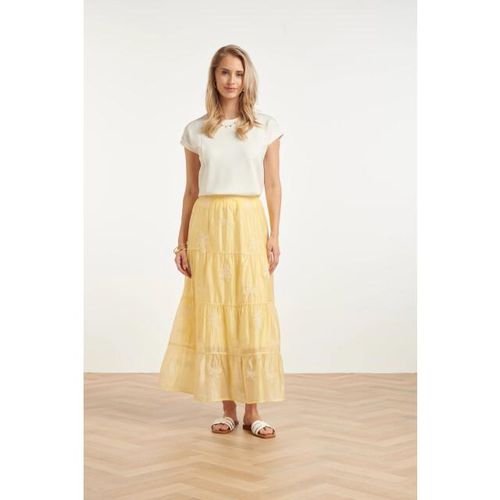 Smashed Lemon Zwierige maxi-rok met geborduurde print en stroken |