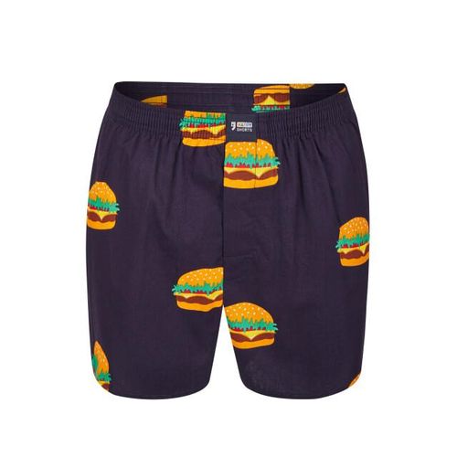 Happy Shorts X heren wijde boxershort met binnenbroek burger print