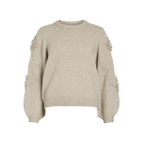 Vila Vifaye o-neck ls embrodiery knit top beige