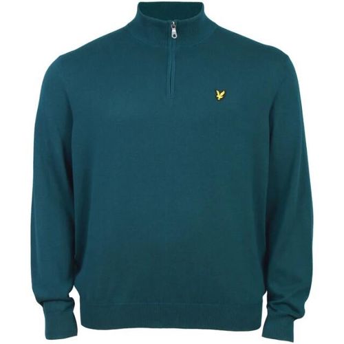 Lyle and Scott Cotton quater zip jumper petrol