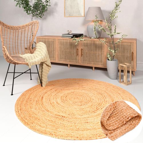 Teppich OTTO HOME "Bjarka", beige (natur), H:10mm Ø:100cm, Jute, Teppiche, Teppich, meliert, 100% Jute, handgewebt, auch rechteckig erhältlich