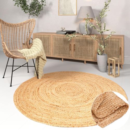 Teppich OTTO HOME "Bjarka", beige (natur), H:10mm Ø:150cm, Jute, Teppiche, Teppich, meliert, 100% Jute, handgewebt, auch rechteckig erhältlich