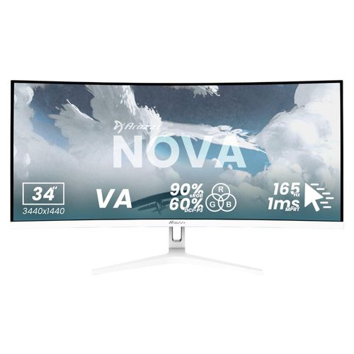 Arozzi Nova 34" Gaming Monitor - Gebogen - UWQHD VA - 165Hz - Weiß
