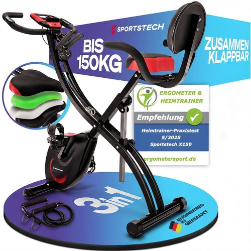 Sportstech X150 Heimtrainer 3in1 Ergometer Fahrrad klappbar